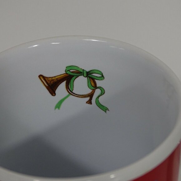 Old World Christmas Holiday Mug Cup Stoneware 12 oz with Santa and Kids Red FLAW - Picture 4 of 7